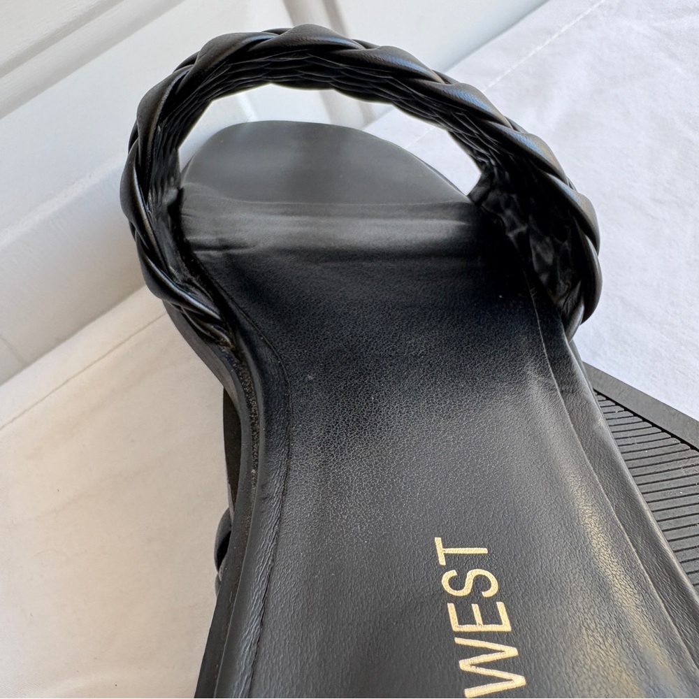 Nine West Black Braided Sandals Slip-on Casual Spring Capsule Classic - Picture 7 of 9